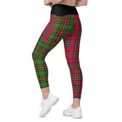 Santa Sprint Plaid Leggings with Pockets