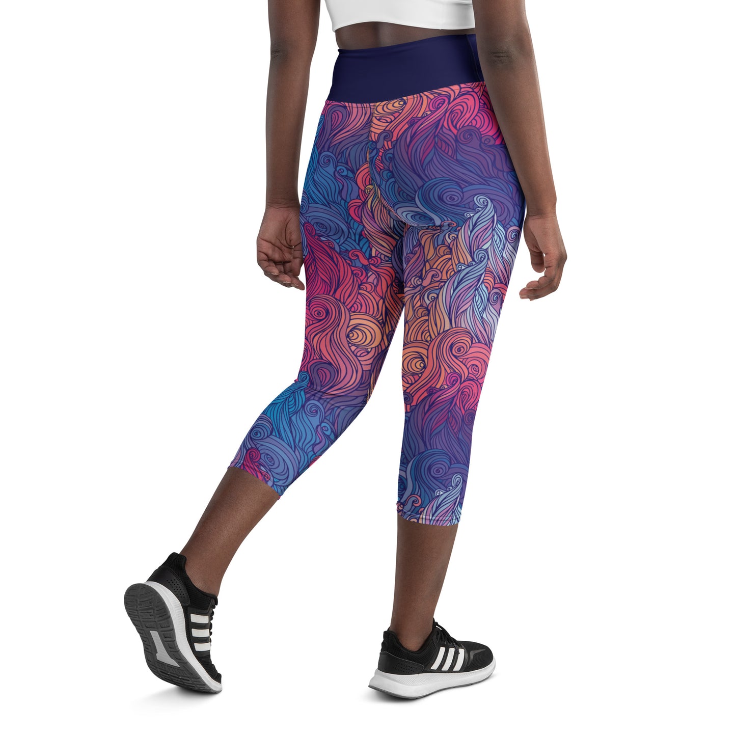 Sunset Waves Yoga Capri Leggings