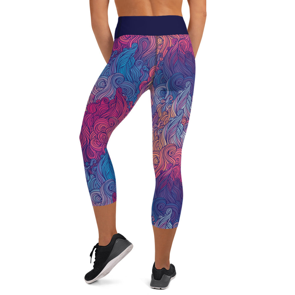 Sunset Waves Yoga Capri Leggings