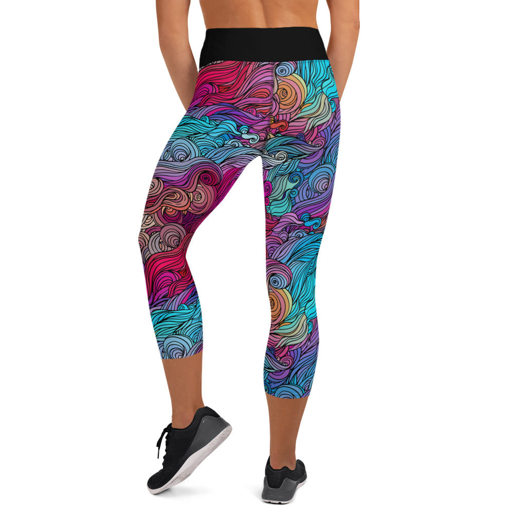 Color Cascade Yoga Capri Leggings