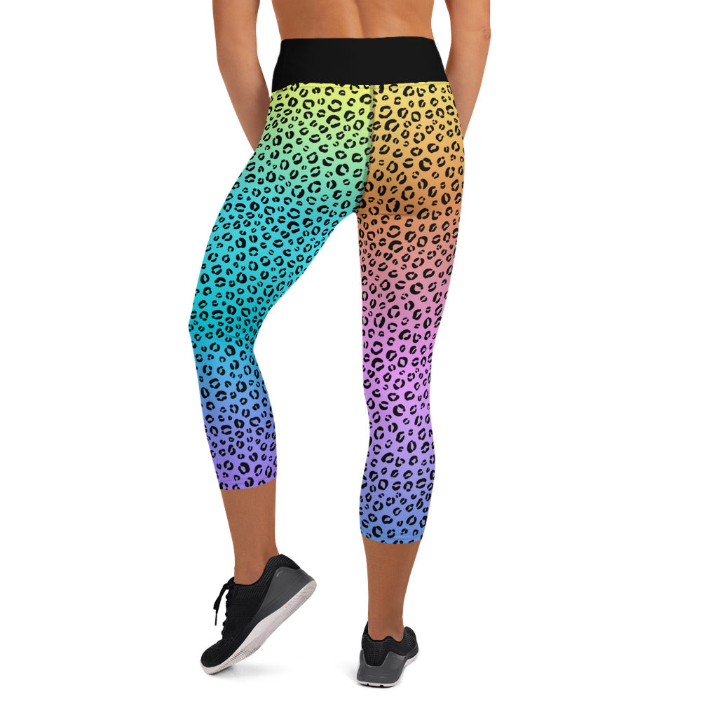 Rainbow Roar Pastel Ombre Yoga Capri Leggings