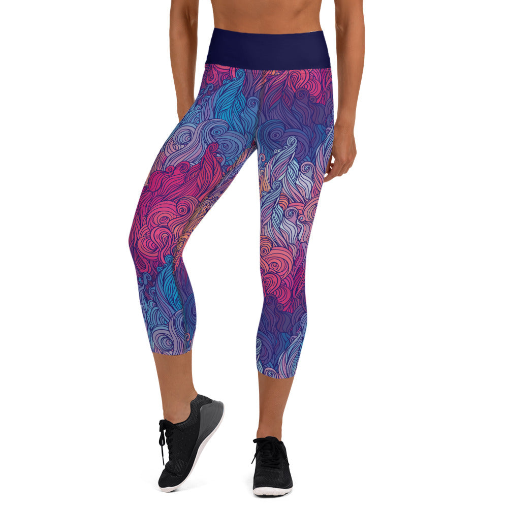 Sunset Waves Yoga Capri Leggings