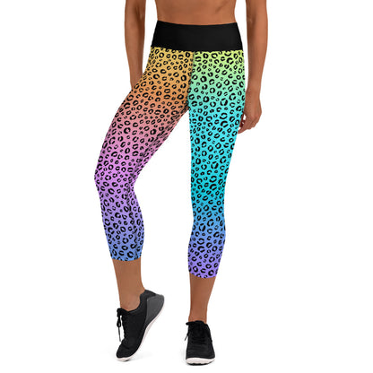 Rainbow Roar Pastel Ombre Yoga Capri Leggings