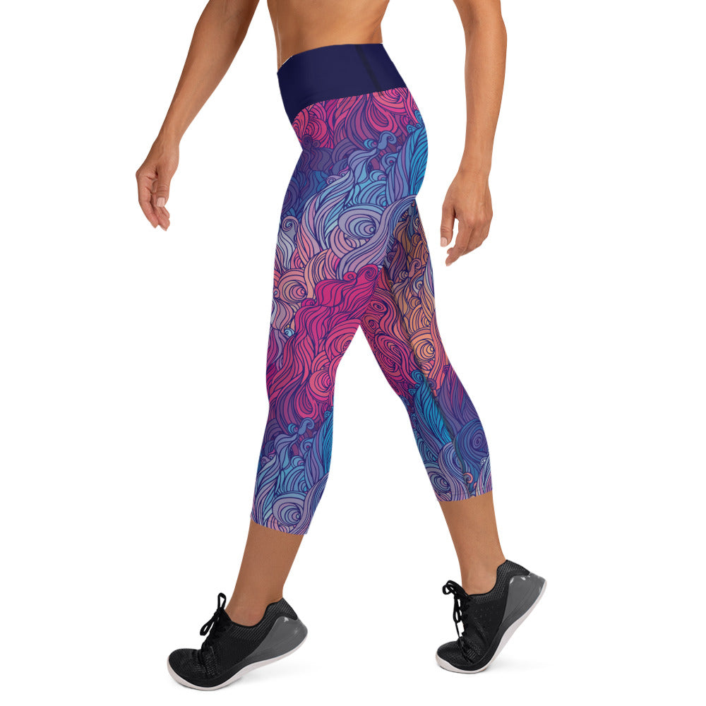 Sunset Waves Yoga Capri Leggings