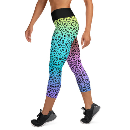 Rainbow Roar Pastel Ombre Yoga Capri Leggings