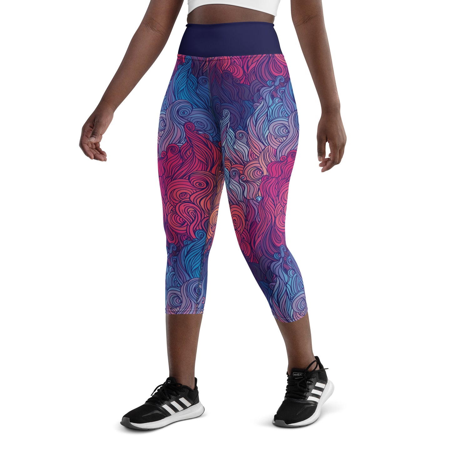 Sunset Waves Yoga Capri Leggings