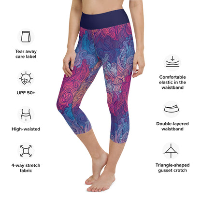 Sunset Waves Yoga Capri Leggings