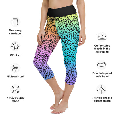 Rainbow Roar Pastel Ombre Yoga Capri Leggings