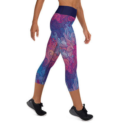 Sunset Waves Yoga Capri Leggings