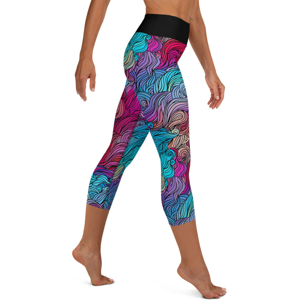 Color Cascade Yoga Capri Leggings