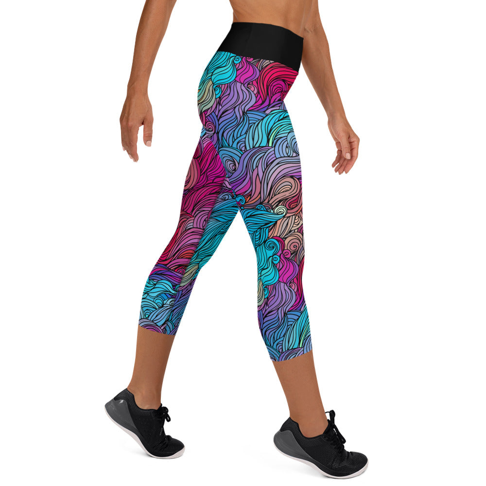 Color Cascade Yoga Capri Leggings