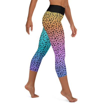 Rainbow Roar Pastel Ombre Yoga Capri Leggings