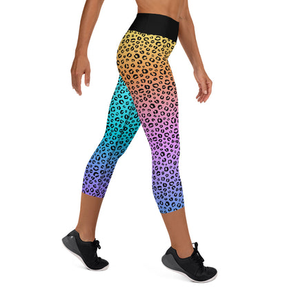 Rainbow Roar Pastel Ombre Yoga Capri Leggings